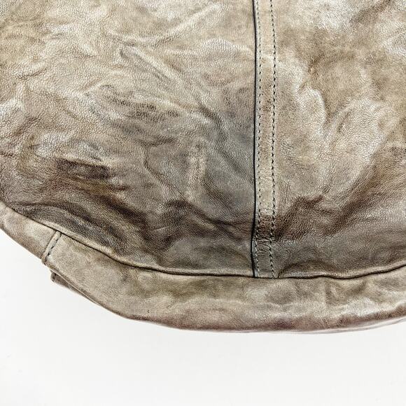 Frye Veronica Slouchy Distressed Leather Hobo Bag In Taupe Gray - Picture 10 of 13